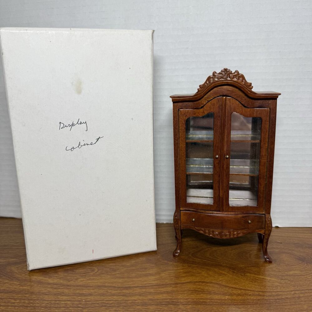 Miniture Doll House Furniture 7” Crown Showcase Hutch Blythe Wood
